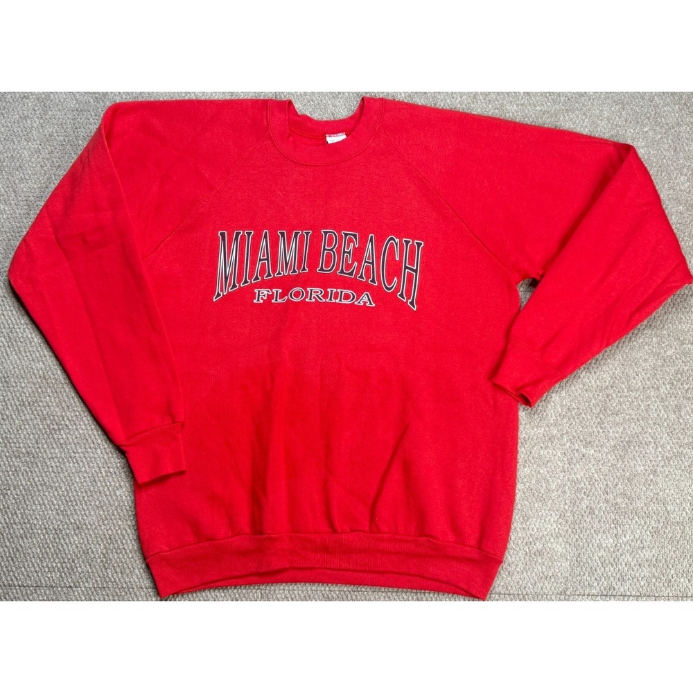 Fruit Of The Loom Men's Miami Beach Florida Vintage Sweatshirt Size XXL